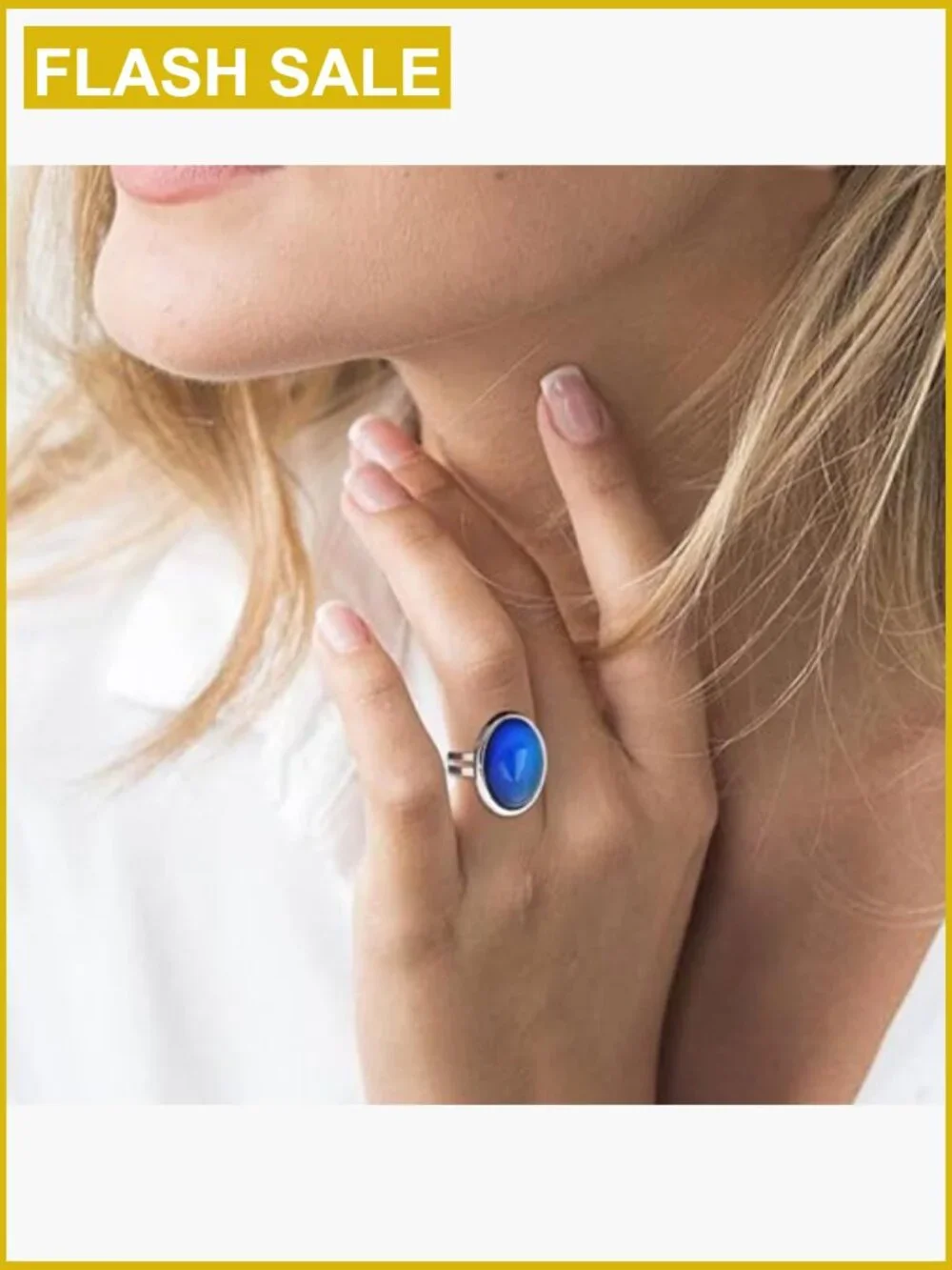 4-Piece Adjustable Mood Ring Set - Oval Gemstone Crystals